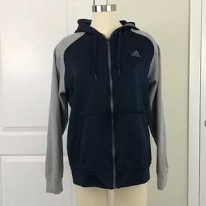 Adidas Navy and Gray Zip Up Medium
